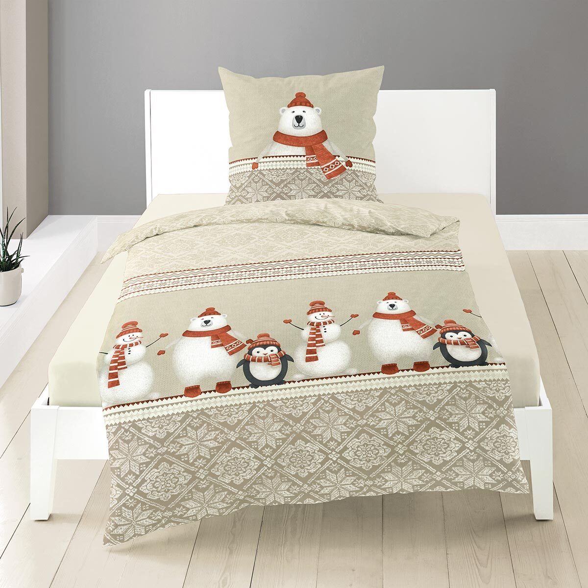 TRAUMSCHLAF Bettwäsche Weihnachtstiere, Biber, 2 teilig, günstig online kaufen