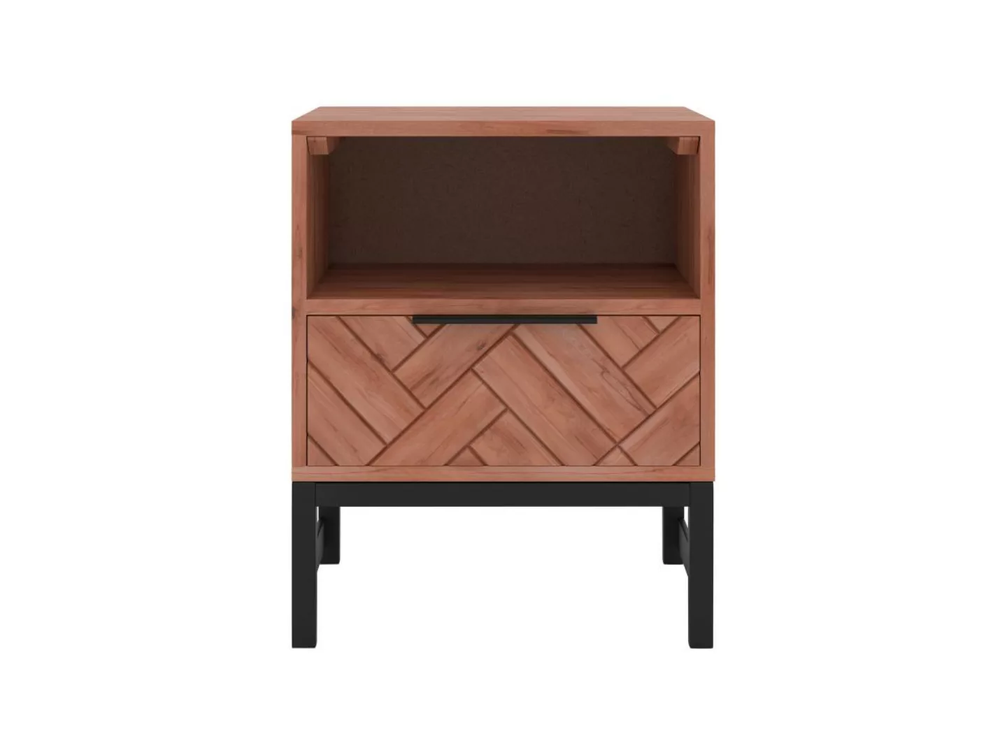 Nachttisch mit 1 Schublade & 1 Ablagefach - Akazienholz & Metall - Holzfarb günstig online kaufen