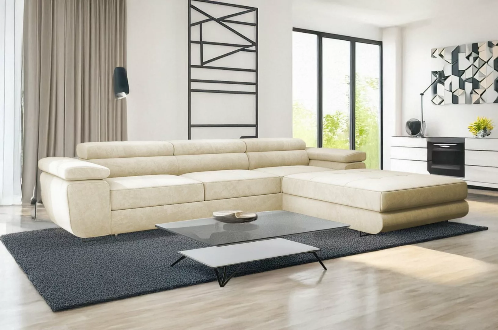 Goldstoff Ecksofa VENUS TWIN, mit Schlaffunktion und Bettkasten, 275x202x70 günstig online kaufen