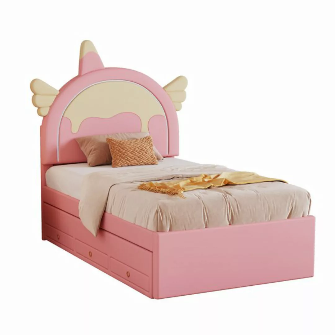 HAUSS SPOLE Kinderbett 90 x 200cm Einhornform, mit ausziehbares Rollbett, P günstig online kaufen