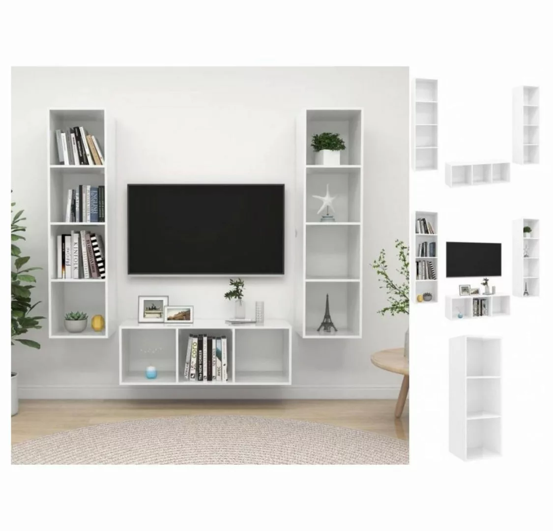 vidaXL TV-Schrank 3-tlg TV-Schrank-Set Hochglanz-Weiß Spanplatte günstig online kaufen