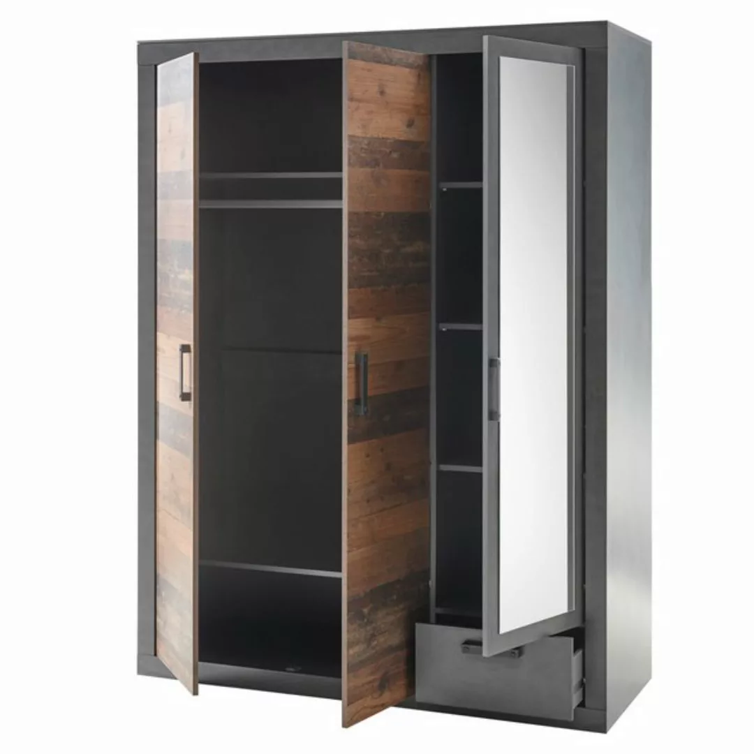 Lomadox Kleiderschrank BERLIN-S-61 Old Mix Dekor 150x201x60 cm günstig online kaufen