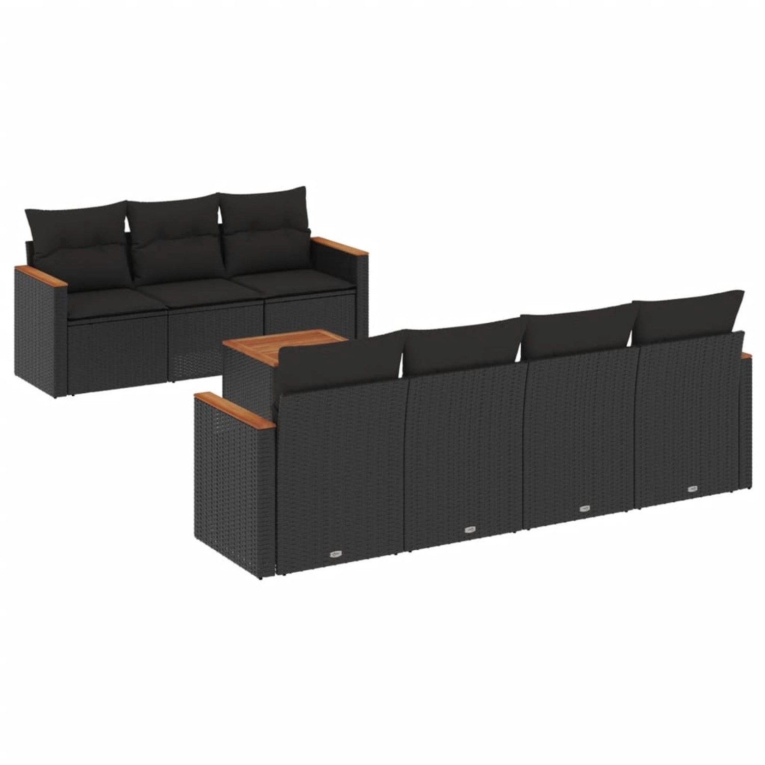 vidaXL 8-Tlg Garten-Sofagarnitur mit Kissen Schwarz Poly Rattan 3225803 günstig online kaufen