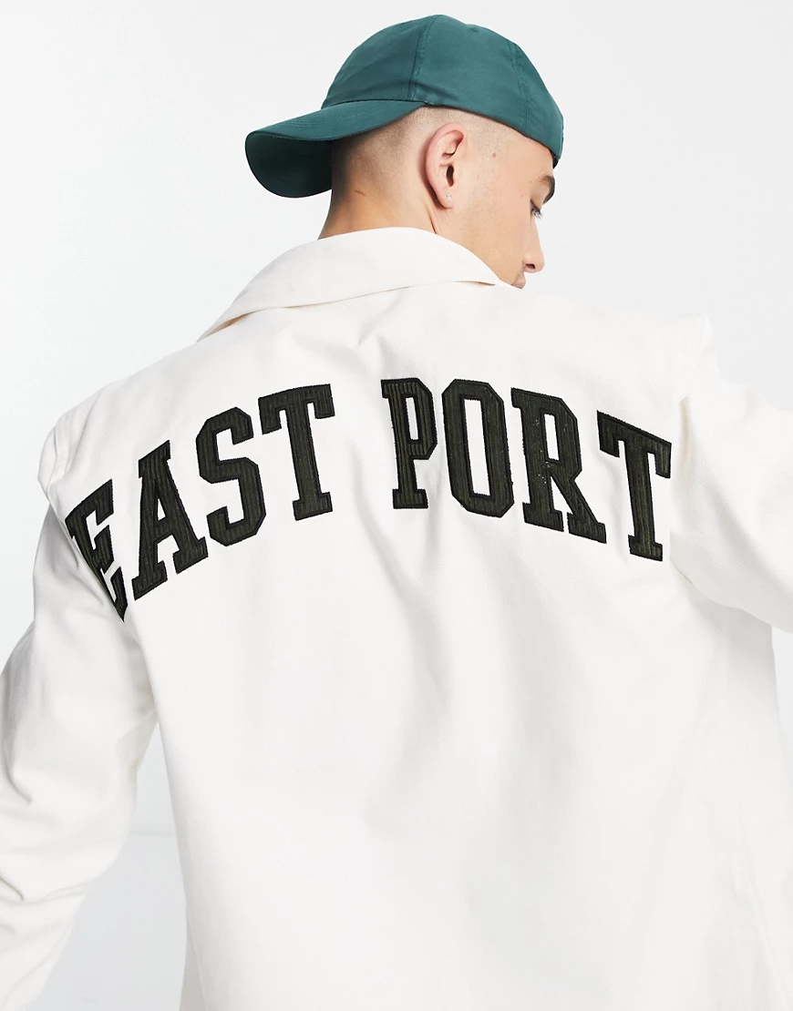 River Island – East Port – Hemdjacke mit regulärer Passform in Ecru-Neutral günstig online kaufen