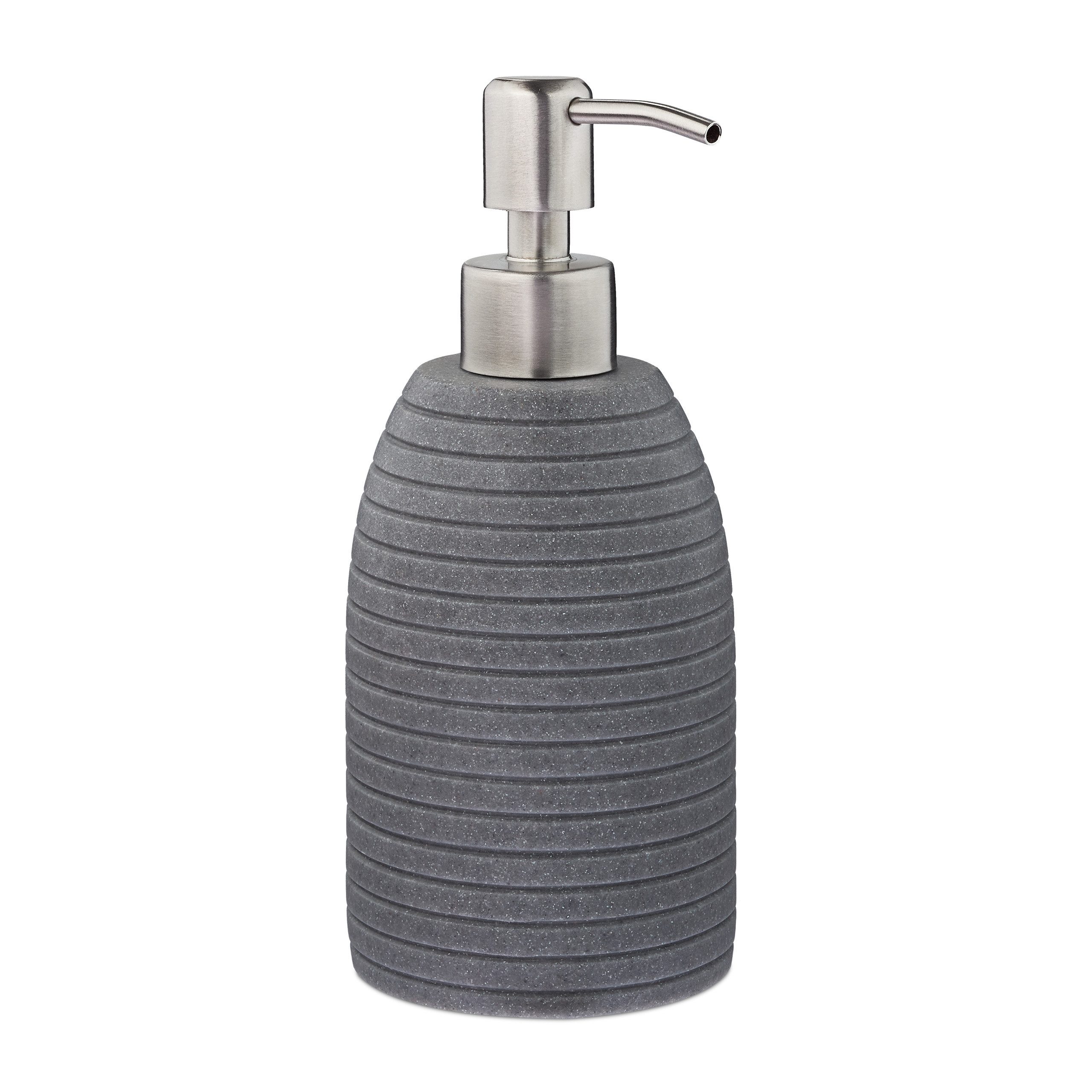 relaxdays Seifenspender Edelstahlpumpe Rille, Grau günstig online kaufen