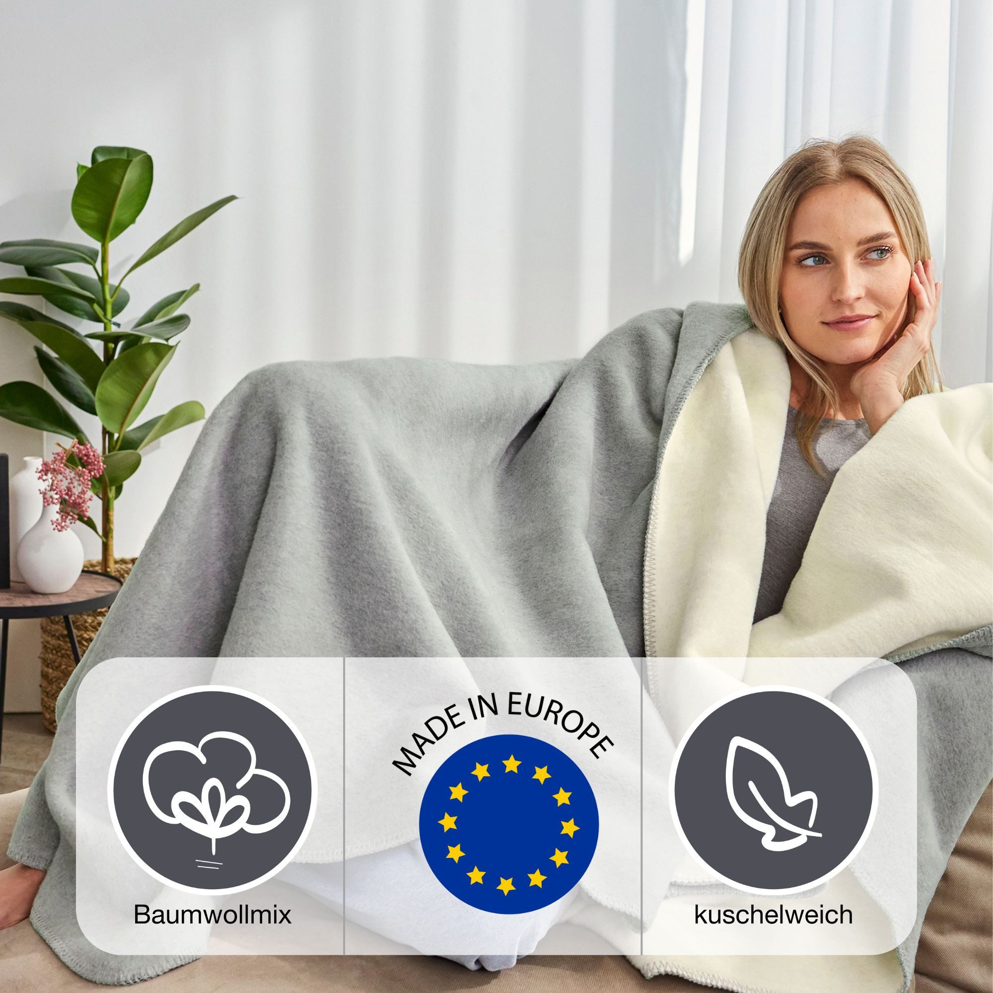 IBENA Wohndecke »Wohndecke Doubleface Dublin«, in trendigen Farben günstig online kaufen