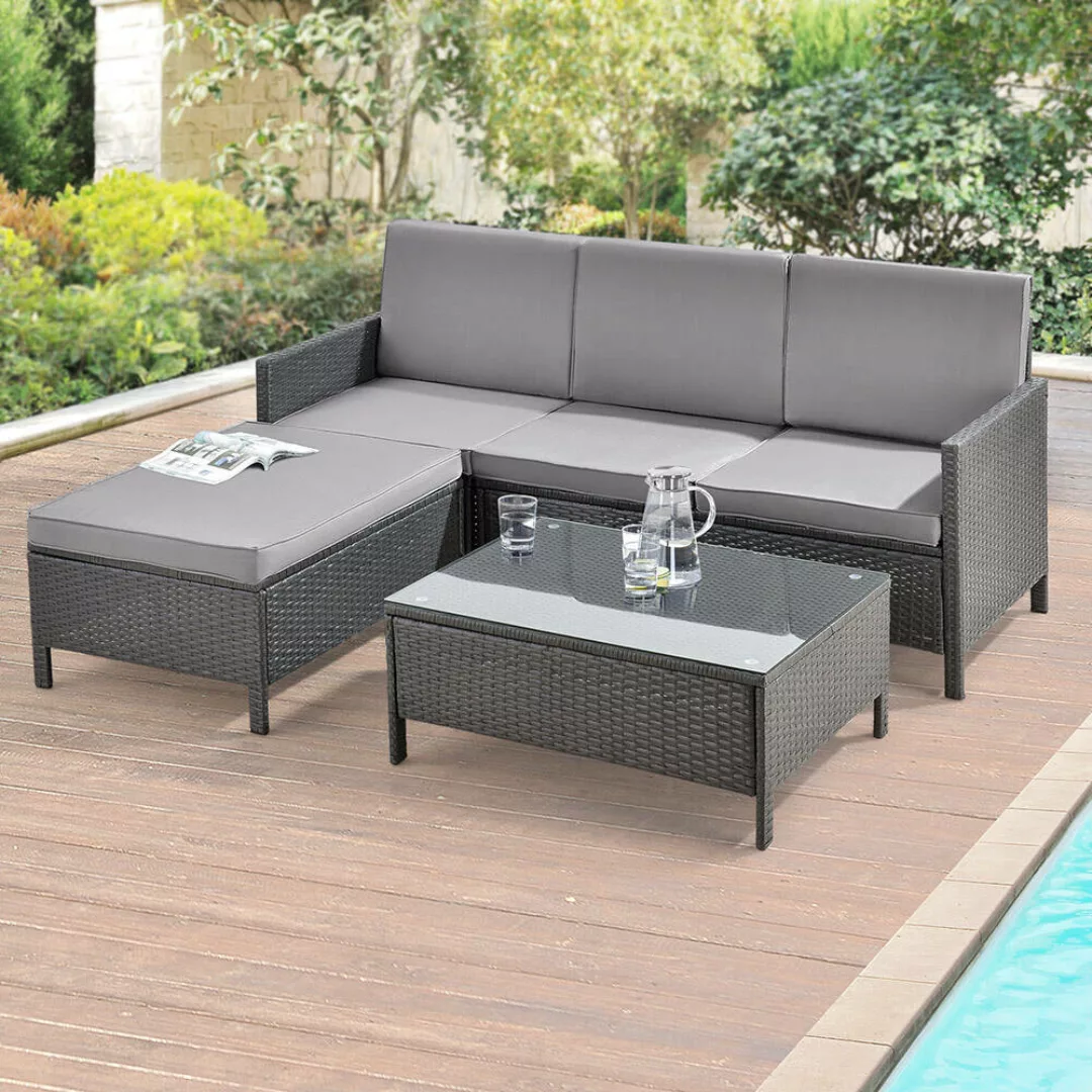 Gartenmöbel Lounge Set, Gartensofa mit Tisch, dunkelgrau/hellgrau, DUBLIN-1 günstig online kaufen