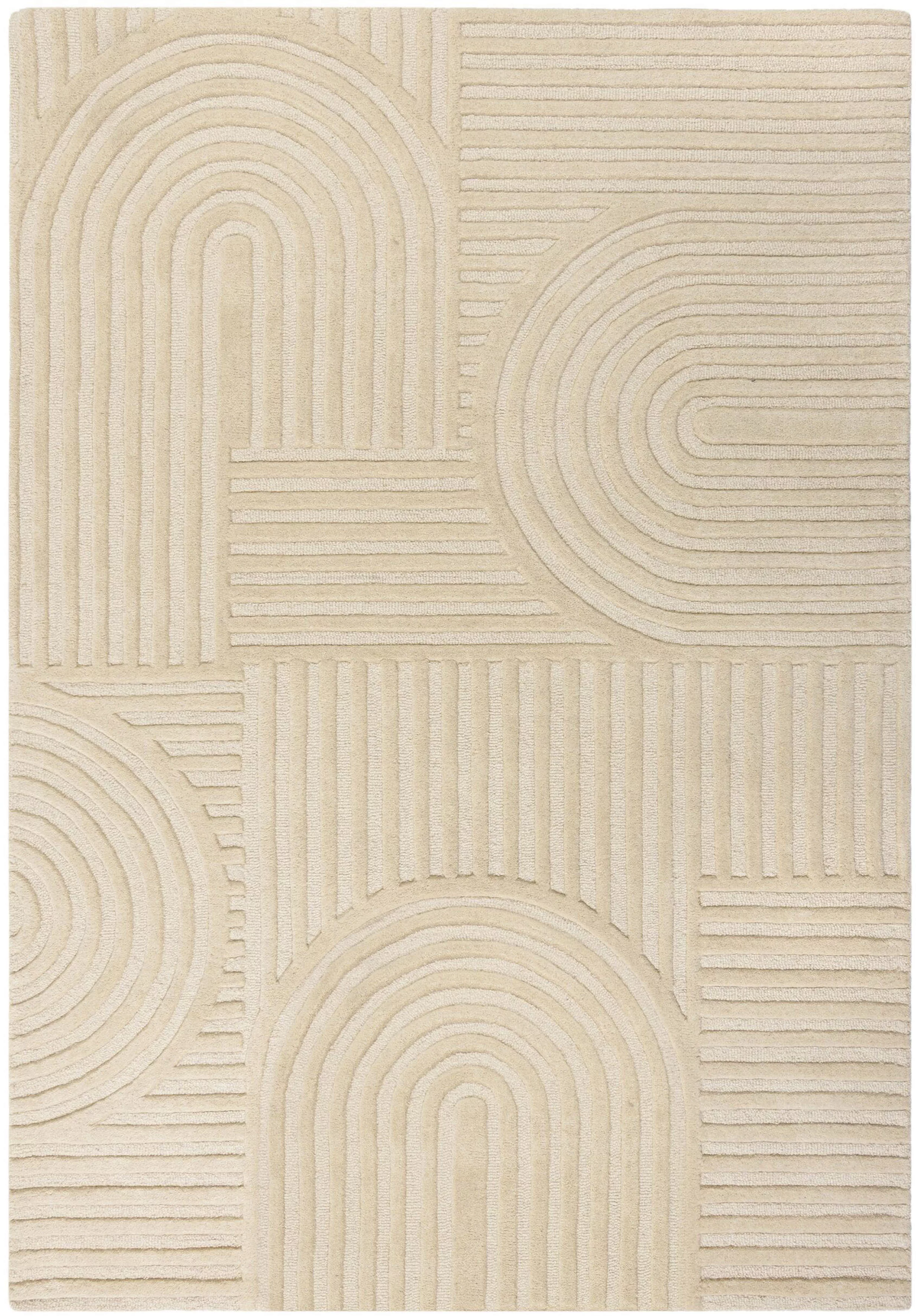 FLAIR RUGS Wollteppich »Zen Garden«, 10 mm Höhe, 100% Wolle, Hoch-Tief-Effe günstig online kaufen