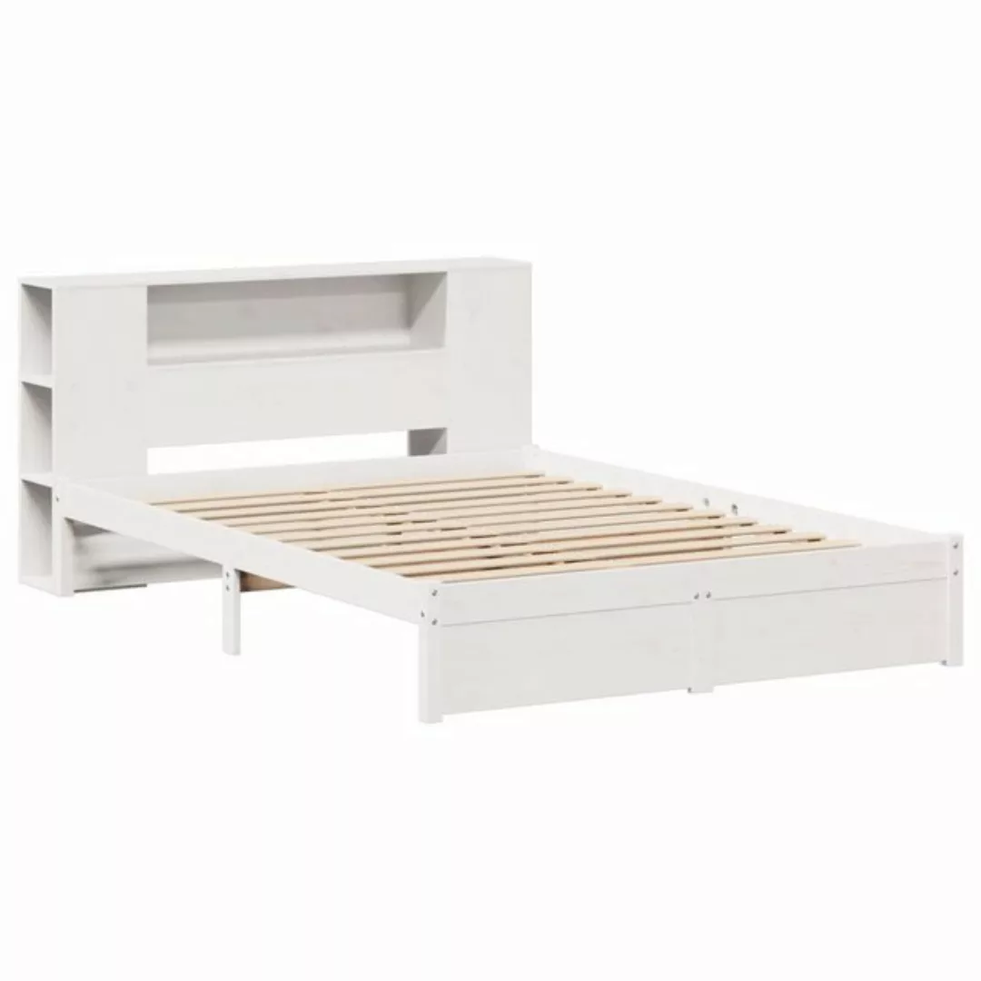 vidaXL Bett Massivholzbett mit Regal ohne Matratze Weiß 135x190 cm Kiefer günstig online kaufen