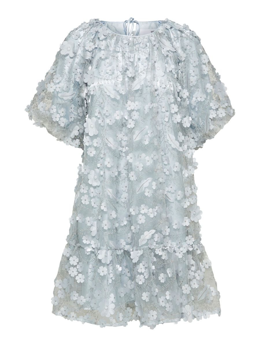 SELECTED 3d-blumenstickerei Strukturiert Kleid Damen Blau günstig online kaufen