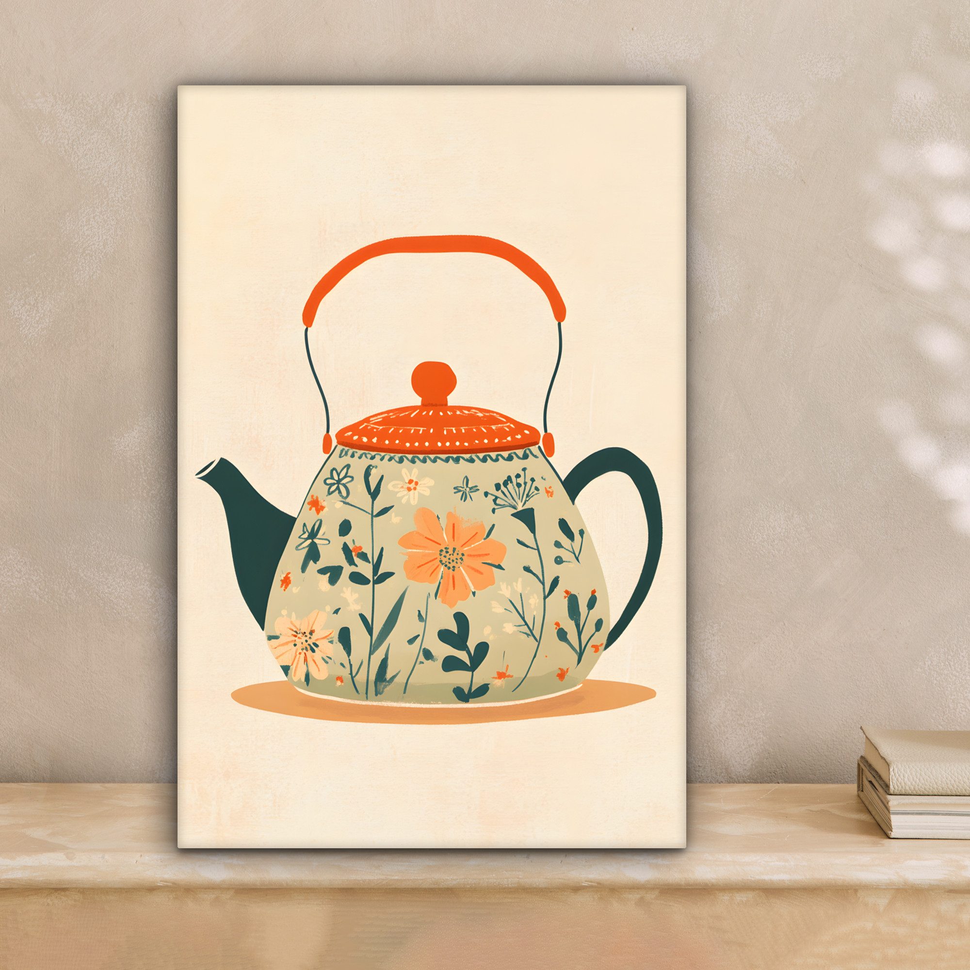 OneMillionCanvasses® Leinwandbild Orange - Teekanne - günstig online kaufen
