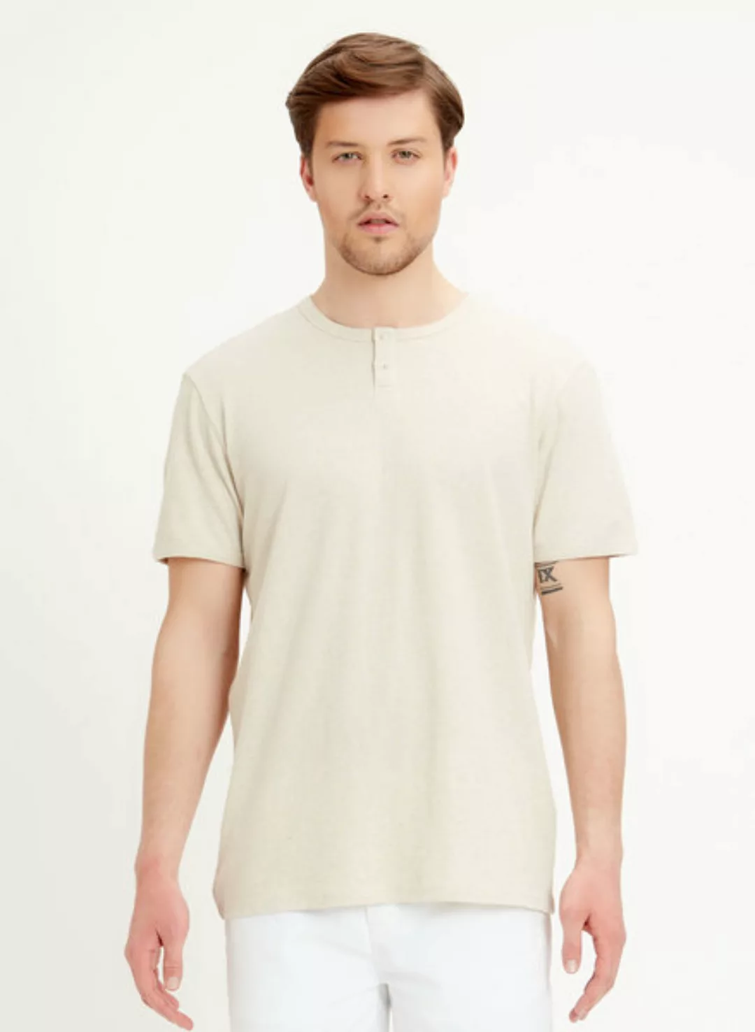 Henley-shirt Aus Leinen-bio-baumwolle-mix günstig online kaufen