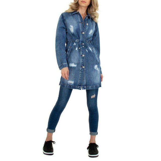 Ital-Design Hemdbluse Damen Freizeit Jeansstoff Hemdbluse in Blau günstig online kaufen