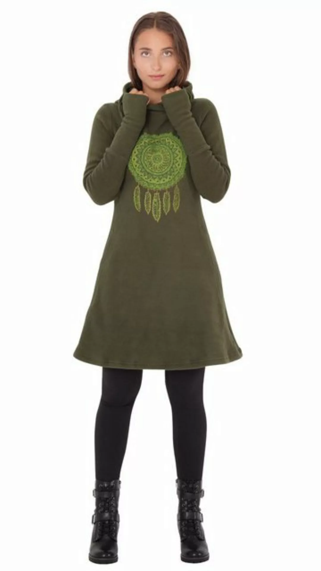 PUREWONDER A-Linien-Kleid Kapuzenkleid Winterkleid mit Traumfänger dr31 Fle günstig online kaufen