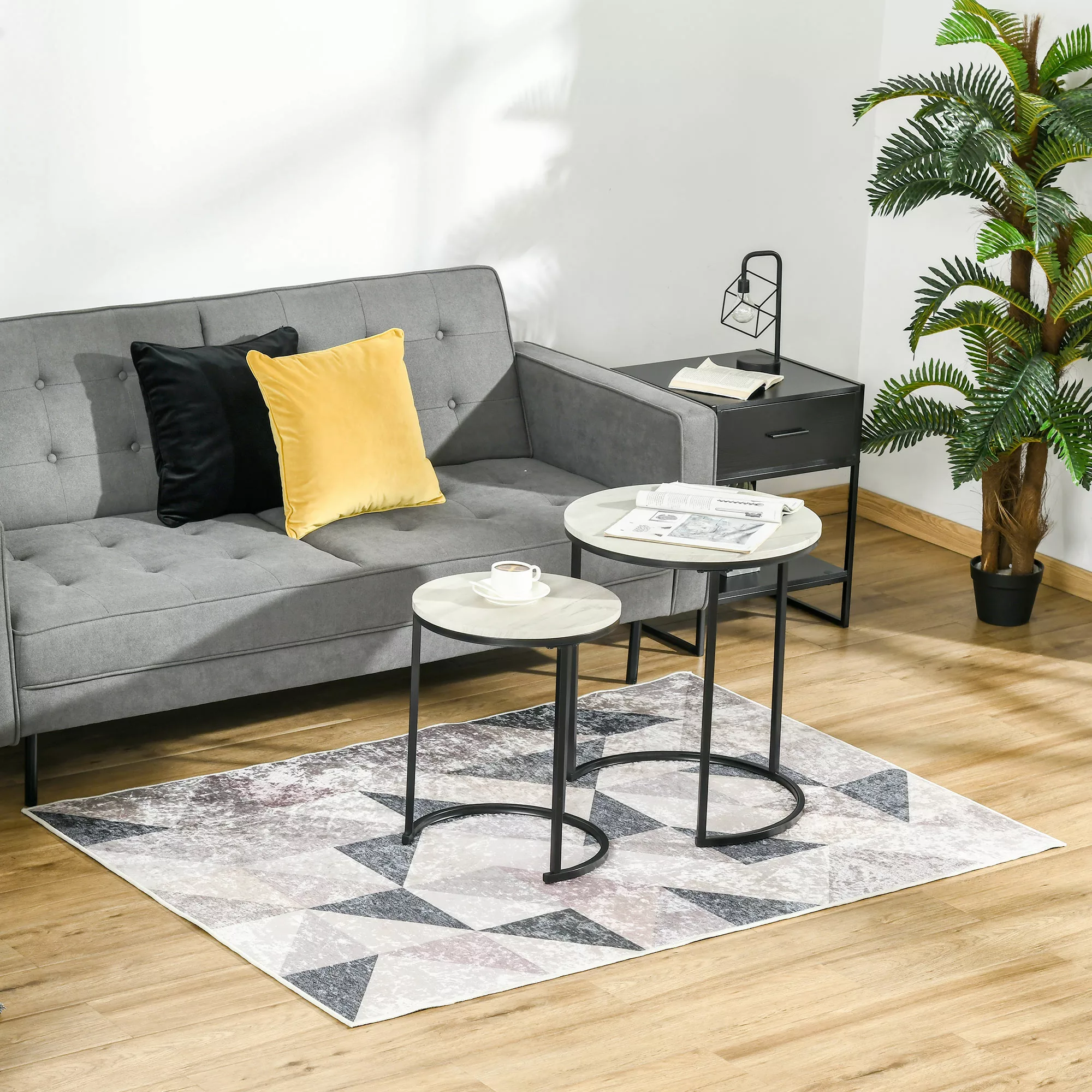 HOMCOM Moderner Teppich 170x120 cm Trenddesign mit geometrischen Formen Vli günstig online kaufen