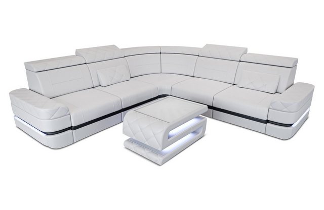 Sofa Dreams Ecksofa Couch Sofa Leder Positano L Form Ledersofa, mit LED, mi günstig online kaufen
