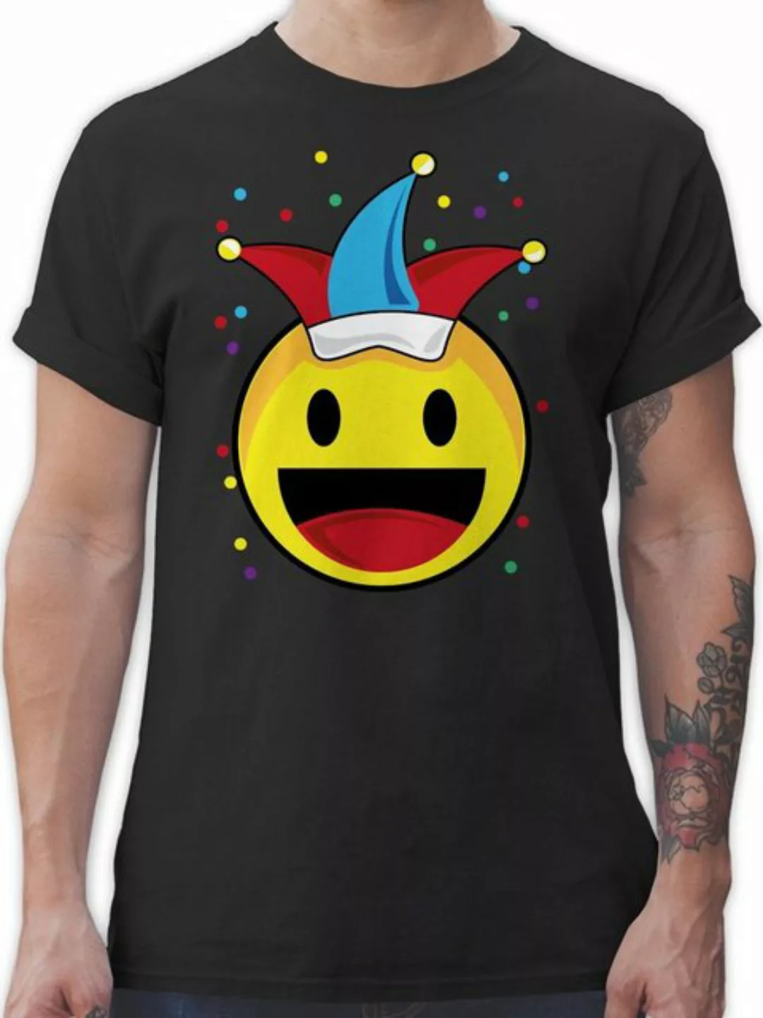 Shirtracer T-Shirt Karneval Emoticon Konfetti I Karneval Smile I Happy Face günstig online kaufen