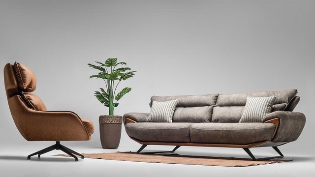 Xlmoebel Sofa Set aus einem dreisitzigen Stoffsofa, einem Sessel und einer günstig online kaufen