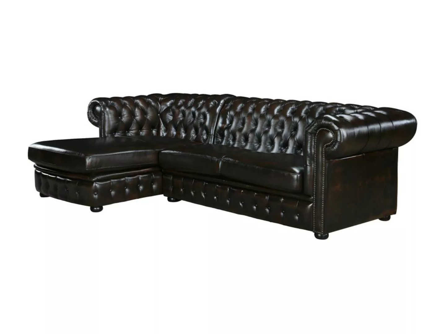 Chesterfield Ecksofa - Ecke Links - Büffelleder - Dunkelbraun - BRENTON günstig online kaufen