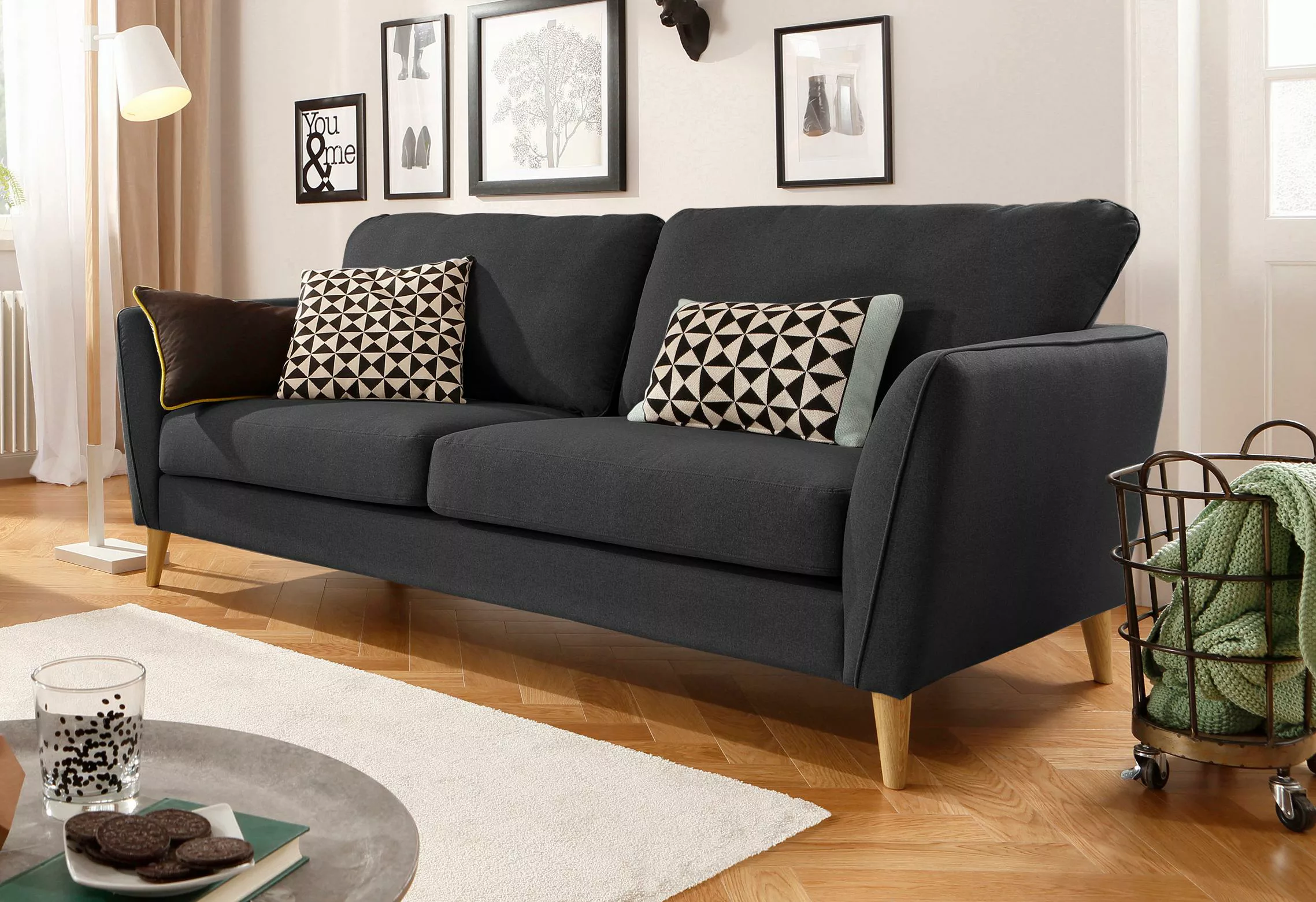 Home affaire 3-Sitzer MARSEILLE Sofa 206 cm, mit Massivholzbeinen aus Eiche günstig online kaufen