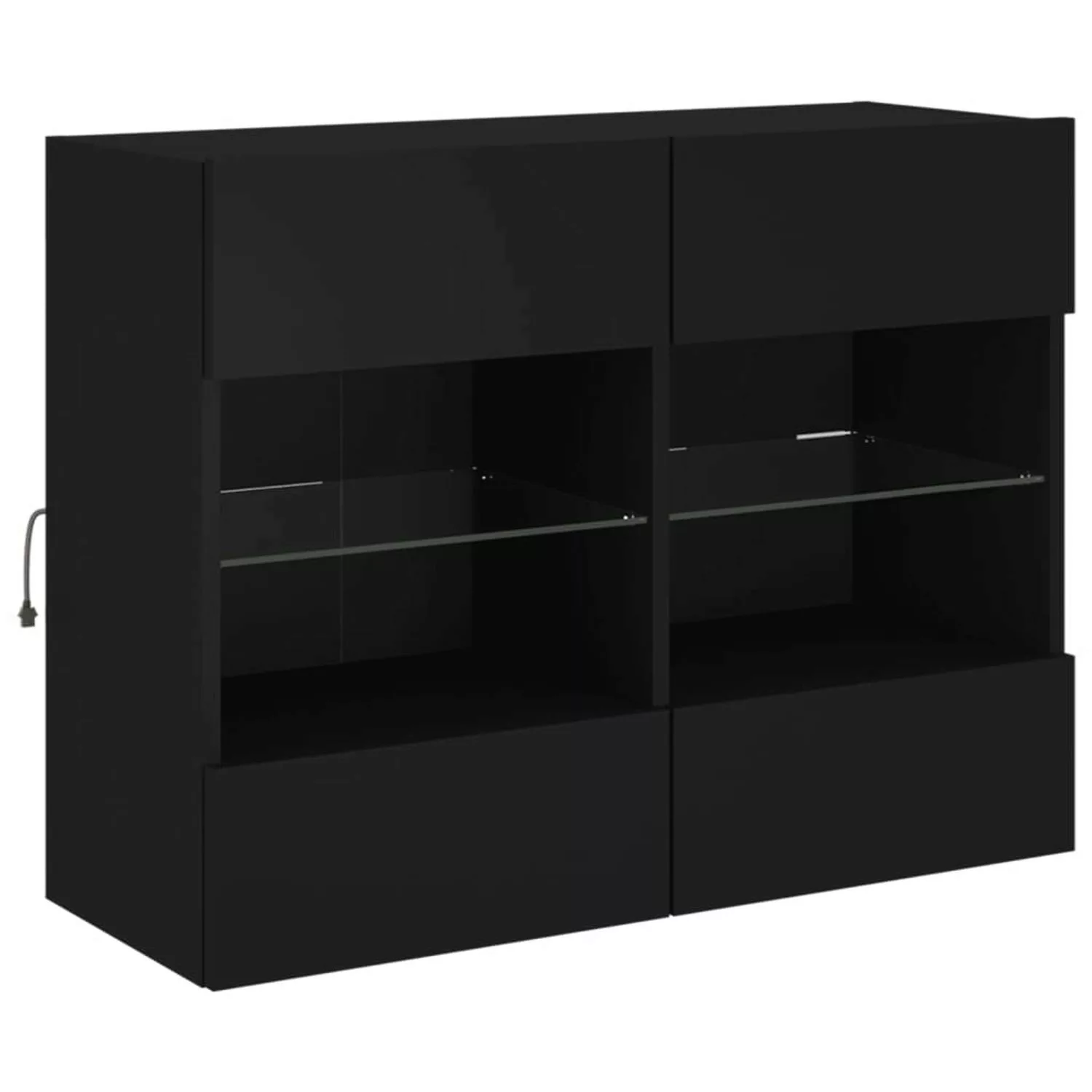 vidaXL TV-Schrank TV-Wandschrank mit LED-Leuchten Schwarz 78,5x30x60,5 cm günstig online kaufen