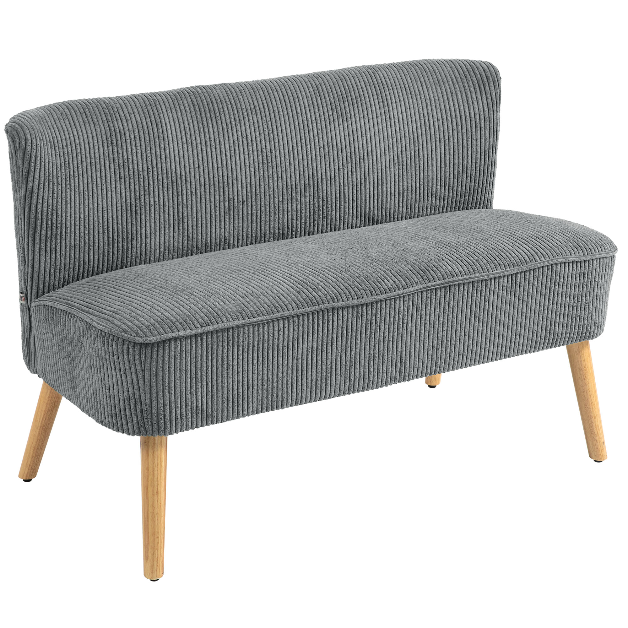 HOMCOM 2 Sitzer Sofa, Couch mit Kordoptik, Holzbeine, Gepolsterter Polsters günstig online kaufen