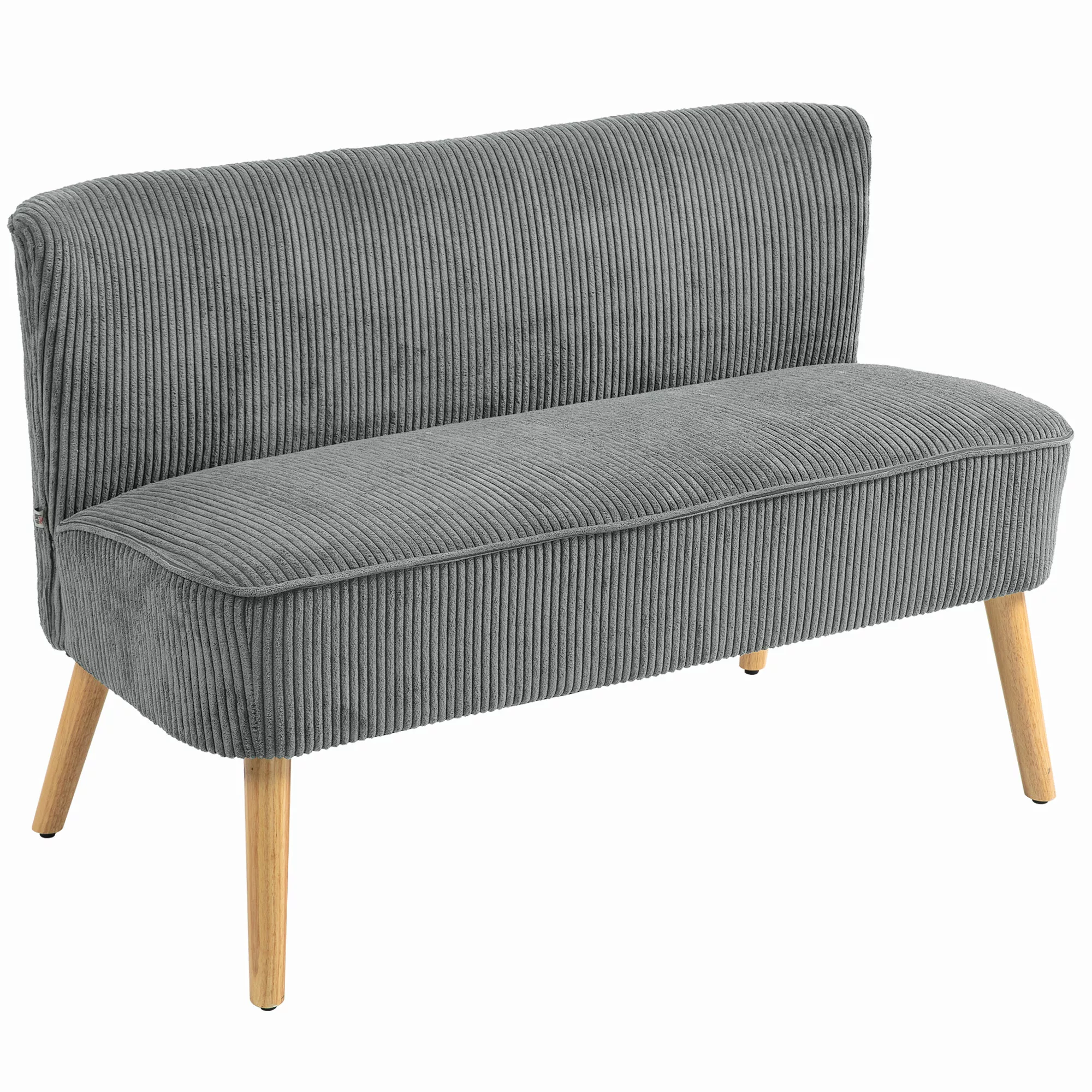 HOMCOM 2 Sitzer Sofa, Couch mit Kordoptik, Holzbeine, Gepolsterter Polsters günstig online kaufen