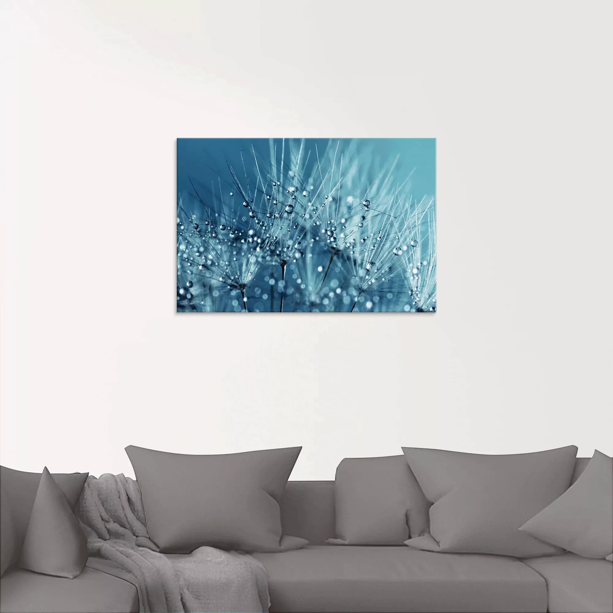 Artland Glasbild "Blaue glitzernde Pusteblume", Blumen, (1 St.), in verschi günstig online kaufen