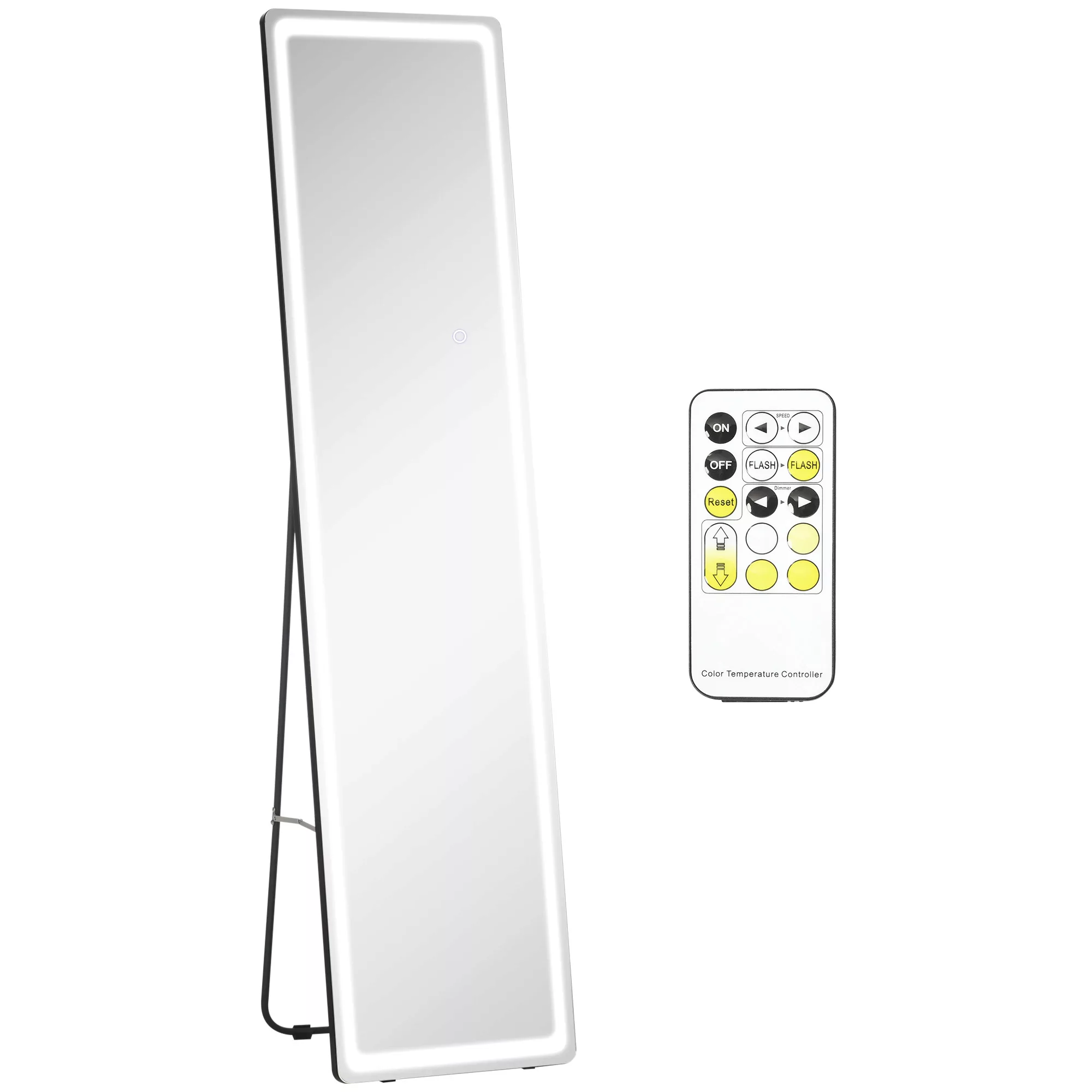 HOMCOM 2 in 1 Standspiegel mit LED-Beleuchtung, freistehend, Ganzkörperspie günstig online kaufen