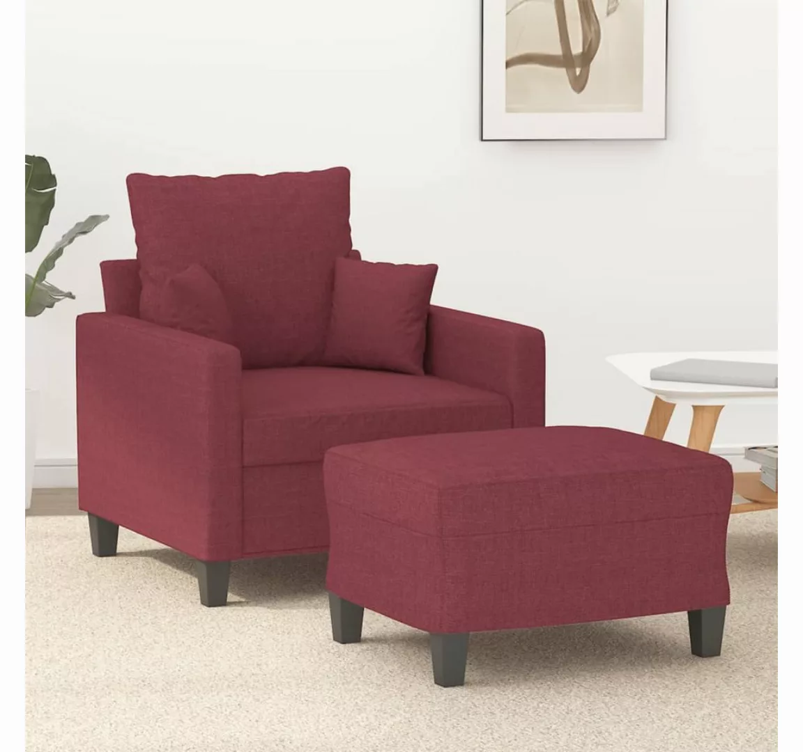 vidaXL Sofa Sessel mit Hocker 60 cm Stoff, Rot günstig online kaufen