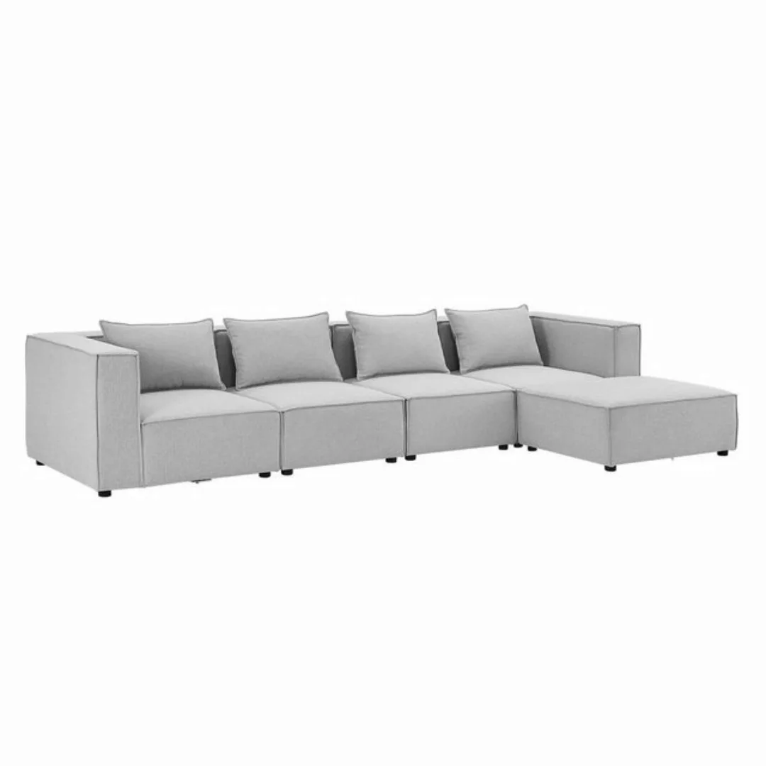 Juskys Ecksofa Domas, 5 Teile, XL, modulare Couch für Wohnzimmer, 4 Sitzer günstig online kaufen