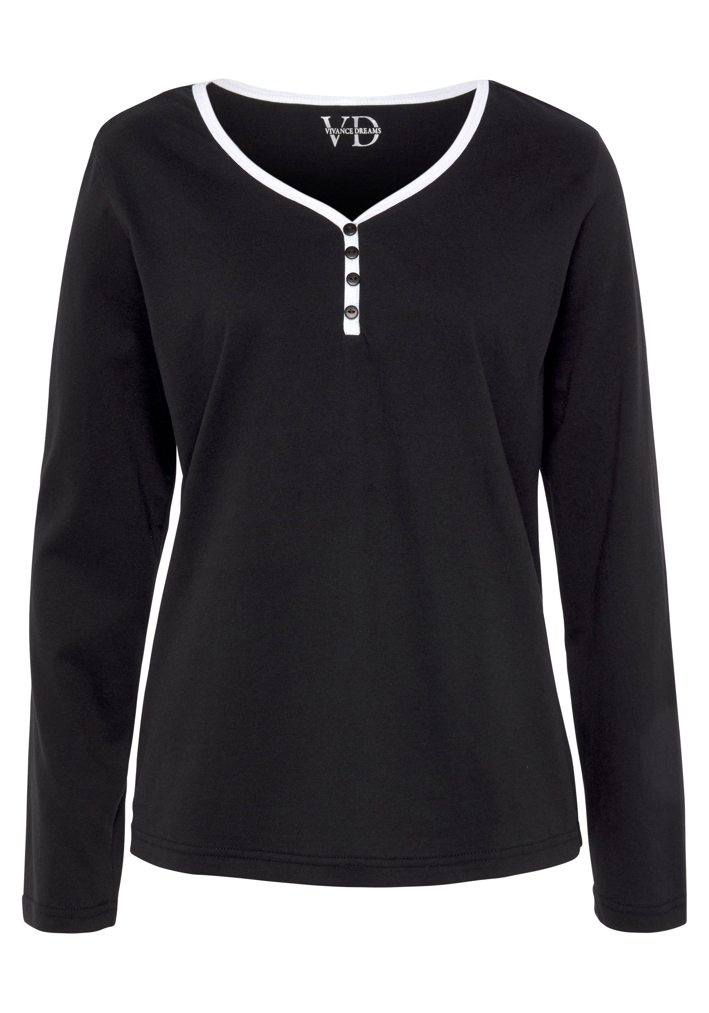 Vivance Dreams Pyjamaoberteil mit Paspel und günstig online kaufen