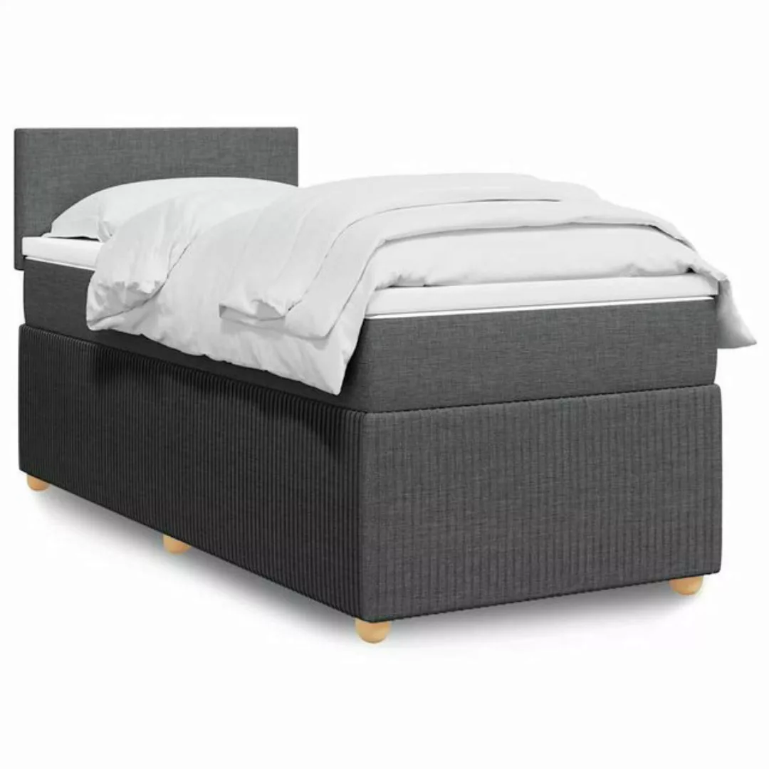 vidaXL Bett Boxspringbett mit Matratze Dunkelgrau 80x200 cm Stoff günstig online kaufen