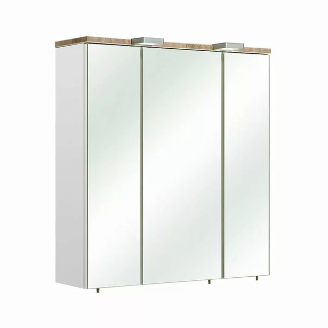 Lomadox Badezimmer Spiegelschrank DOVER-66 in Weiß Glanz mit 3D Kante in Ri günstig online kaufen