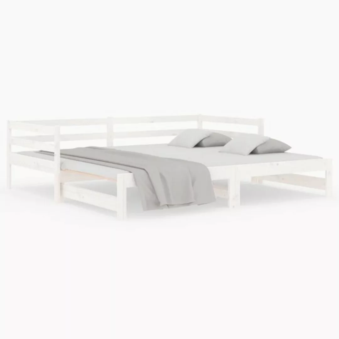 furnicato Bett Tagesbett Ausziehbar Weiß 2x(90x190) cm Massivholz Kiefer günstig online kaufen