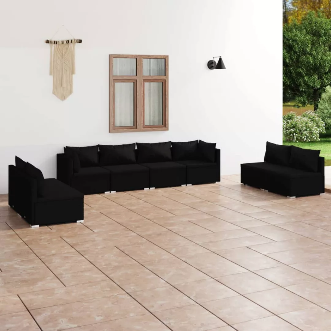 Vidaxl 8-tlg. Garten-lounge-set Mit Kissen Poly Rattan Schwarz günstig online kaufen