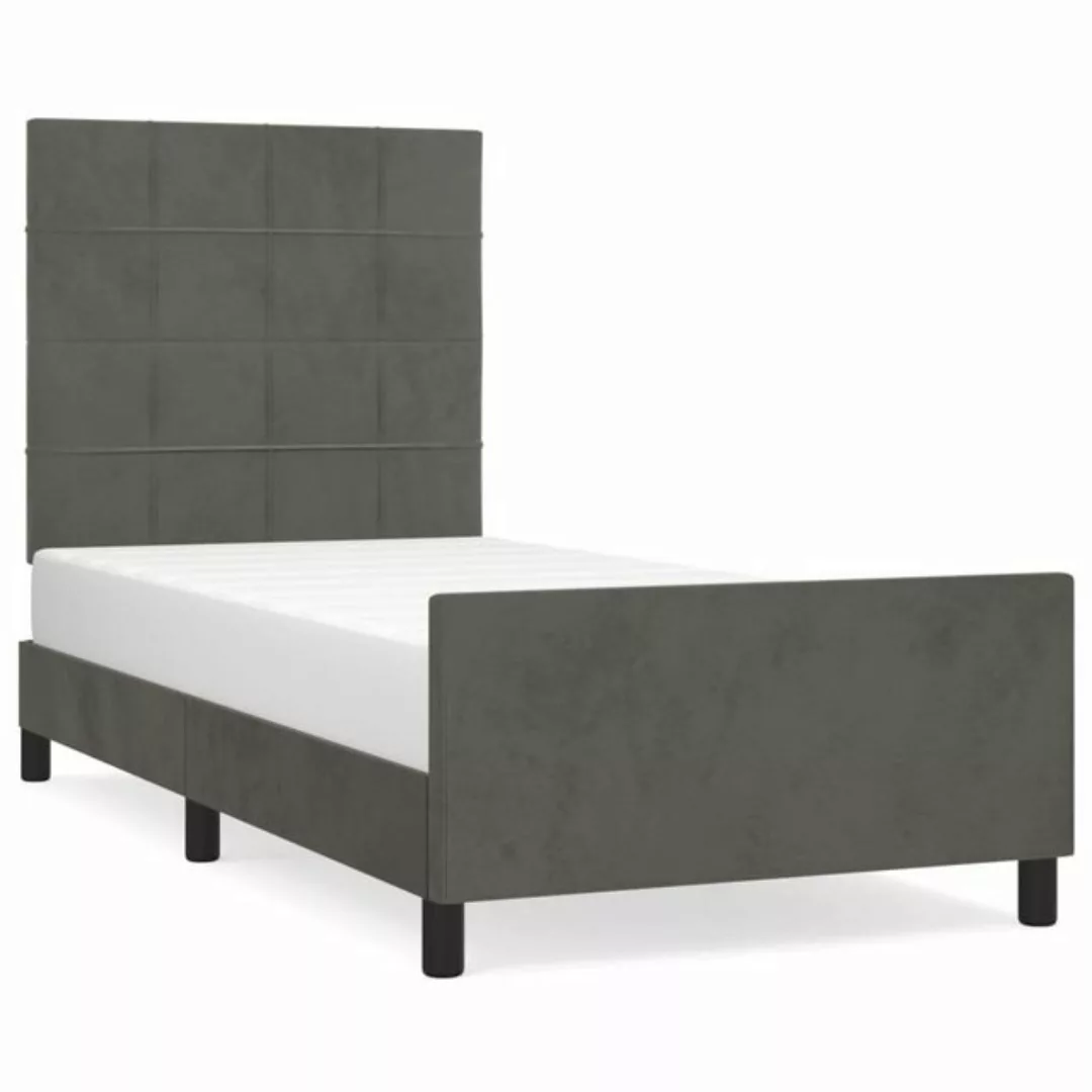 furnicato Bett Bettgestell mit Kopfteil Dunkelgrau 90x200 cm Samt günstig online kaufen