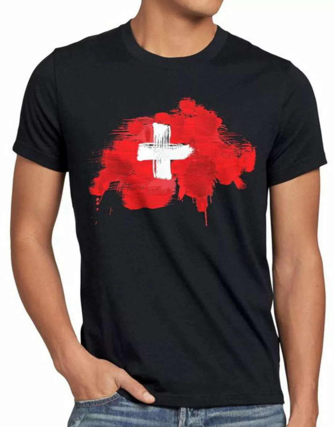 style3 T-Shirt Flagge Schweiz Fußball Sport Suisse WM EM Fahne günstig online kaufen