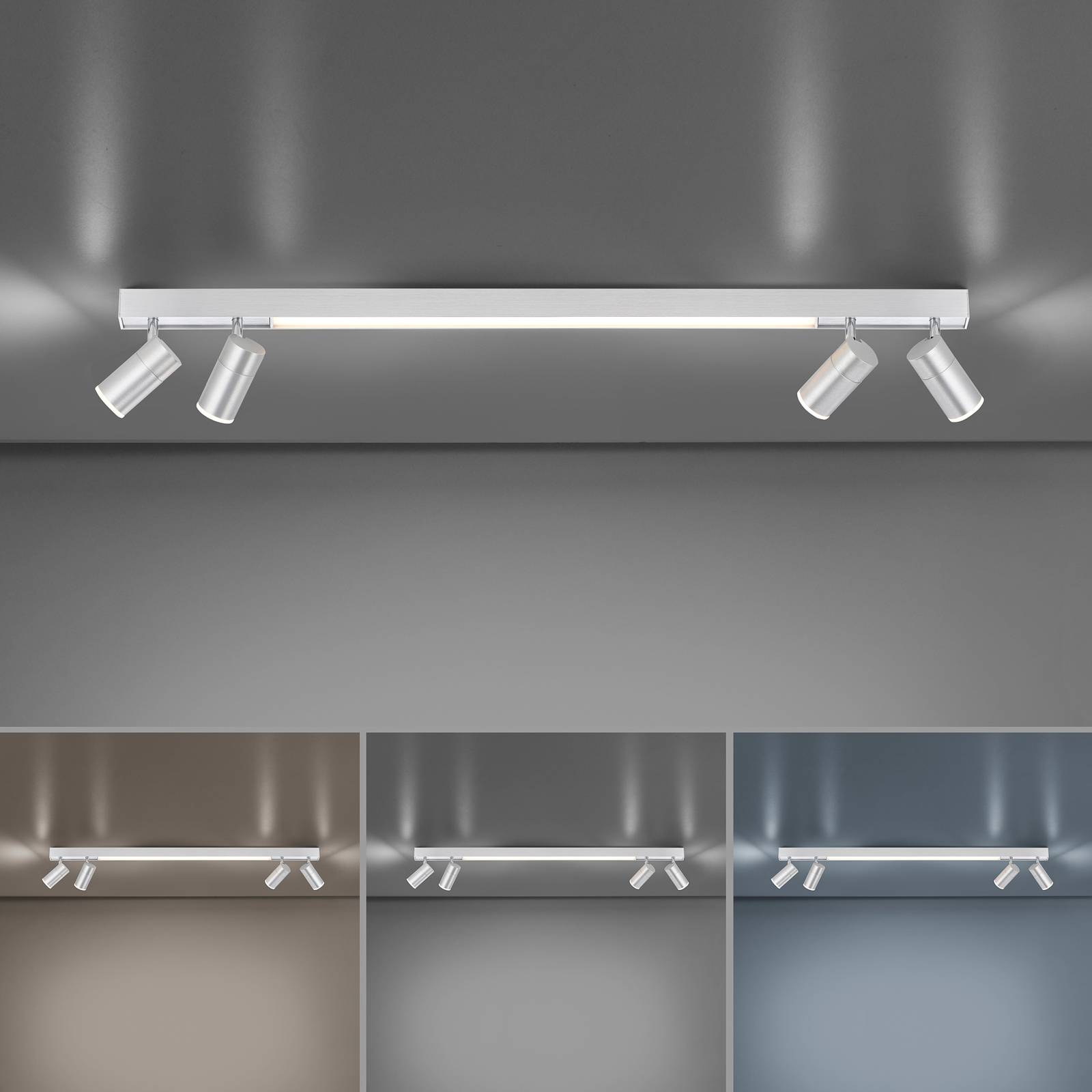 PURE Lines LED-Deckenleuchte, 4-flammig, aluminium günstig online kaufen