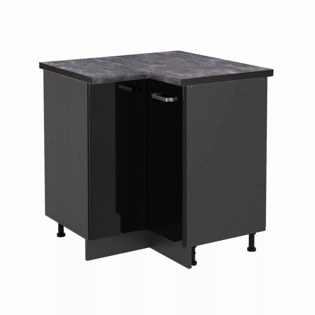 Vicco Eckunterschrank R-Line, Schwarz Hochglanz/Anthrazit, 75.6 günstig online kaufen