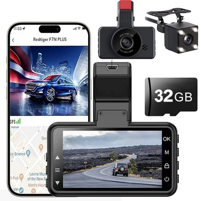 JUBOUEL 1080P Dual Lens Dash Cam mit 32GB SD Karte, 170° Weitwinkel Dashcam günstig online kaufen