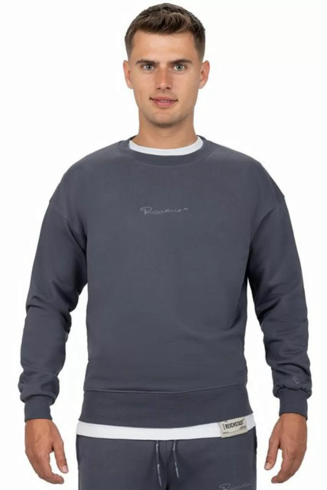 Reichstadt Sweatshirt Casual Basic Pullover 23RS037 Anthracite M mit Elegan günstig online kaufen