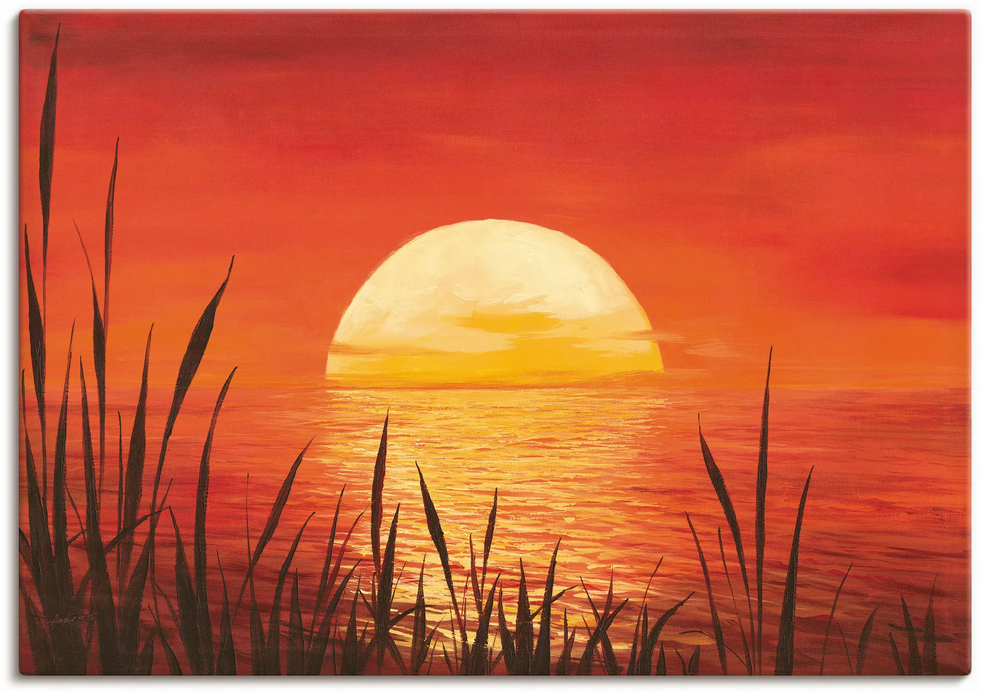 Artland Wandbild "Roter Sonnenuntergang am Ozean", Bilder vom Sonnenunterga günstig online kaufen