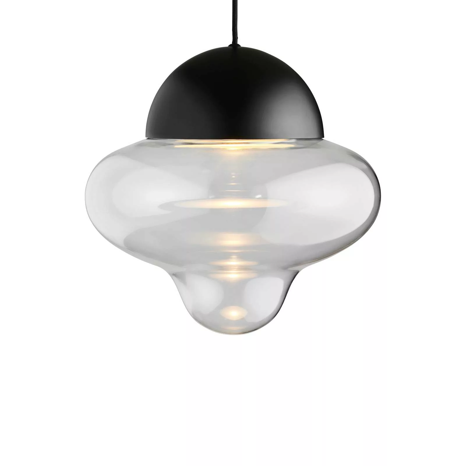 LED-Hängeleuchte Nutty XL, klar / schwarz, Ø 30 cm, Glas günstig online kaufen