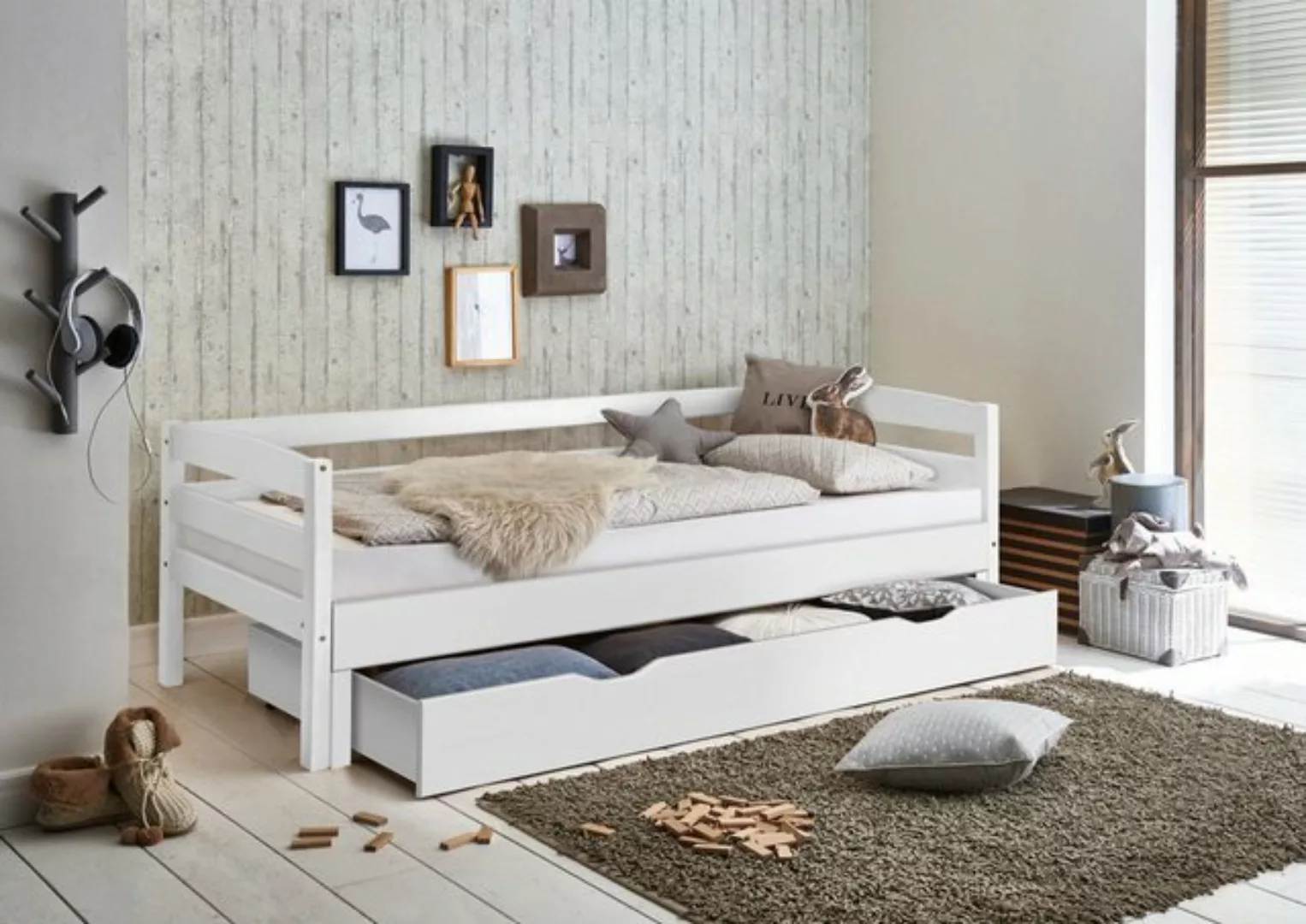 Natur24 Einzelbett Doppel- bzw. Einzelbett. Bett mit Funktion Emilia Buche günstig online kaufen