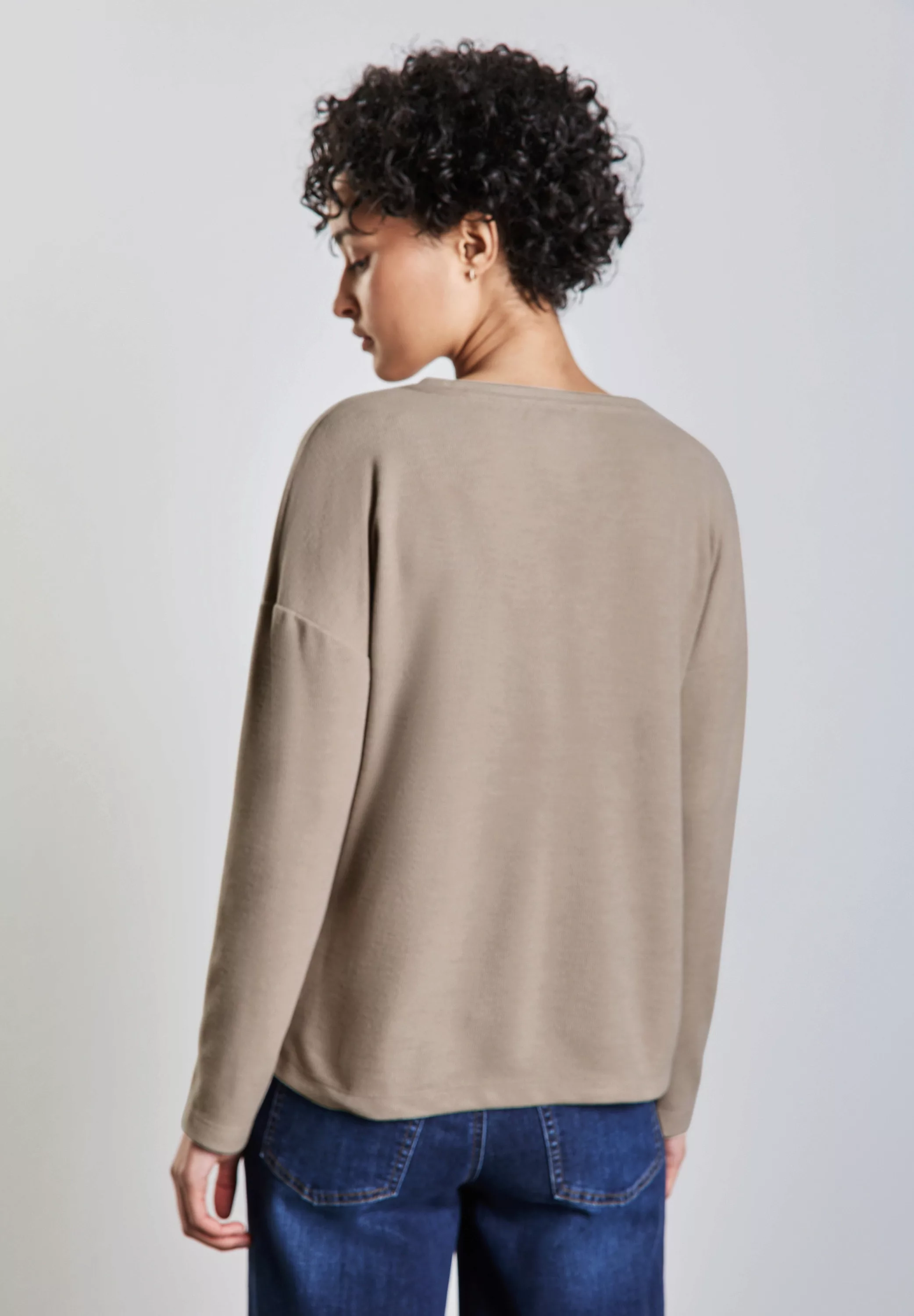 STREET ONE Langarmshirt, aus elastischem Materialmix günstig online kaufen