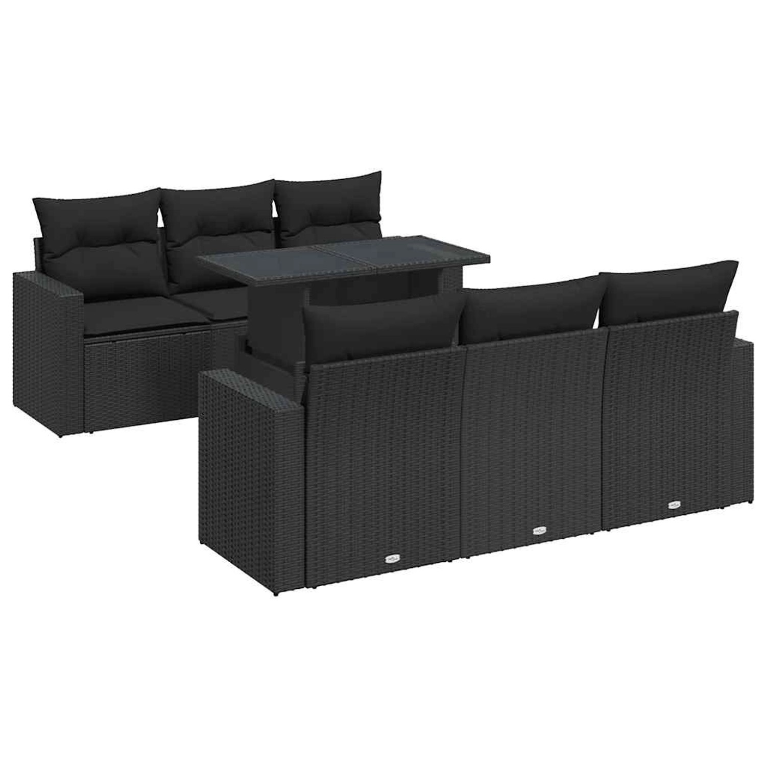 vidaXL 7-Tlg Garten-Sofagarnitur mit Kissen Schwarz Poly Rattan 3326256 günstig online kaufen