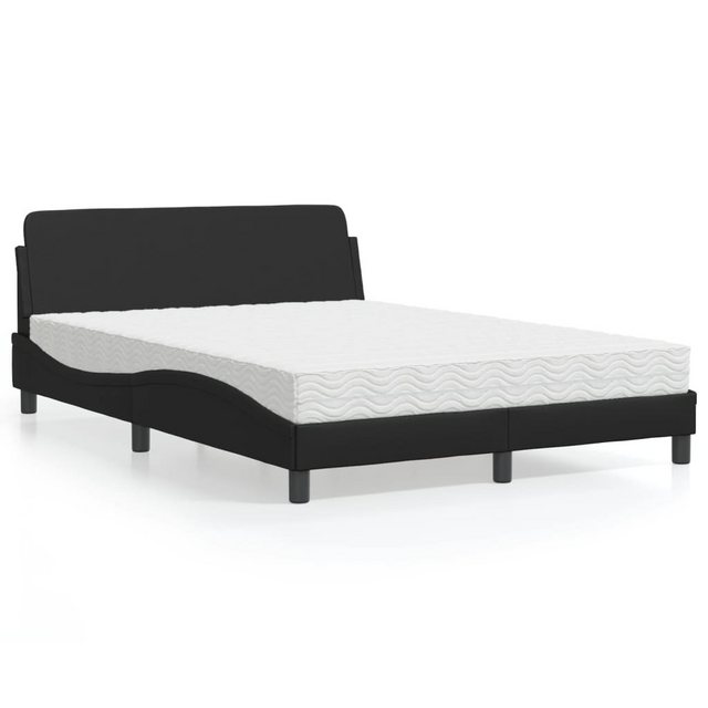 vidaXL Bett, Bett mit Matratze Schwarz 140x200 cm Kunstleder günstig online kaufen