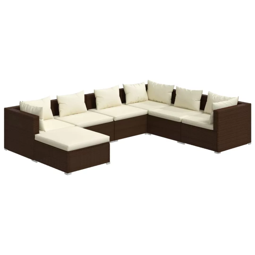 Vidaxl 7-tlg. Garten-lounge-set Mit Kissen Poly Rattan Braun günstig online kaufen