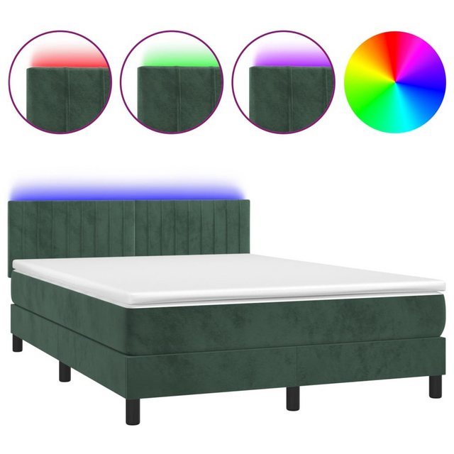 vidaXL Boxspringbett Bett Boxspringbett mit Matratze & LED Samt (140 x 190 günstig online kaufen